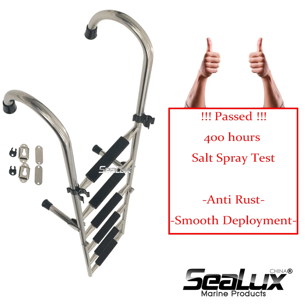 

Sealux Stainless Steel 304 3+3 Steps Folding Ladder Boarding Ladder with Handle for Marine Boat Yacht Fishing Sail