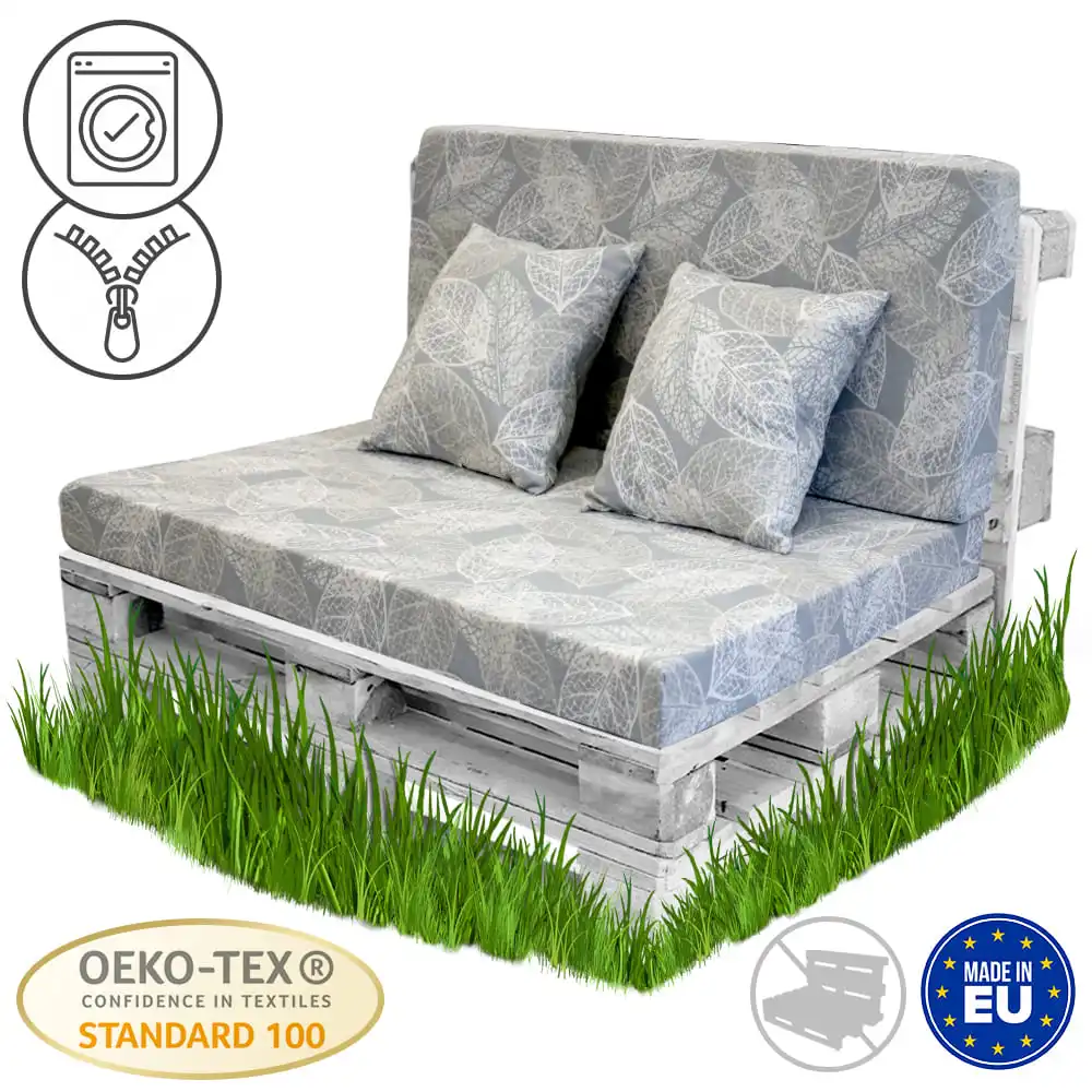 BCASE pallet foam backing pad, include seat and back, Ideal for garden, terrace, Patio and balcony, White