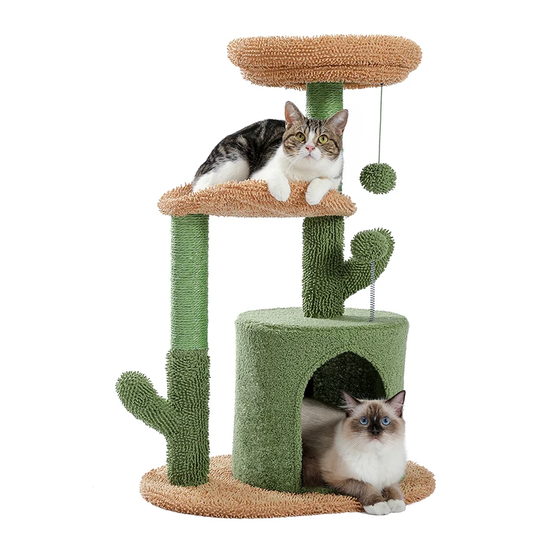 Imagem -04 - Cactus Gato Árvore com Sisal Natural Riscando Post Board para Gato Poleiro Condomínio Kitty Jogar Casa Rascador Gato Arbre à Bate-papo H90.5cm