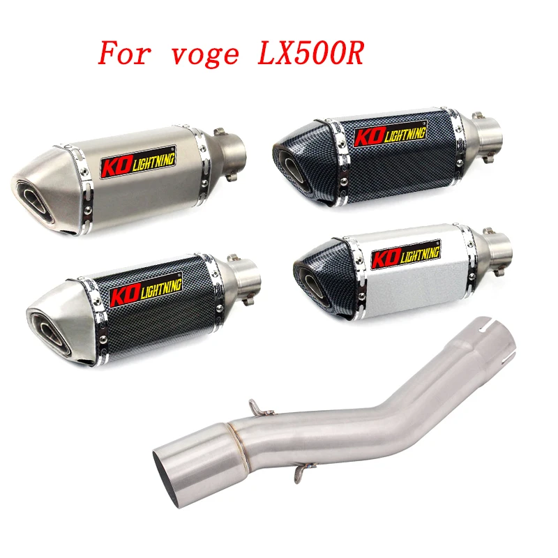 

Slip On Motorcycle Exhaust Middle Link Pipe And 51mm Muffler Stainless Steel Exhaust System For Voge LX500R All Years