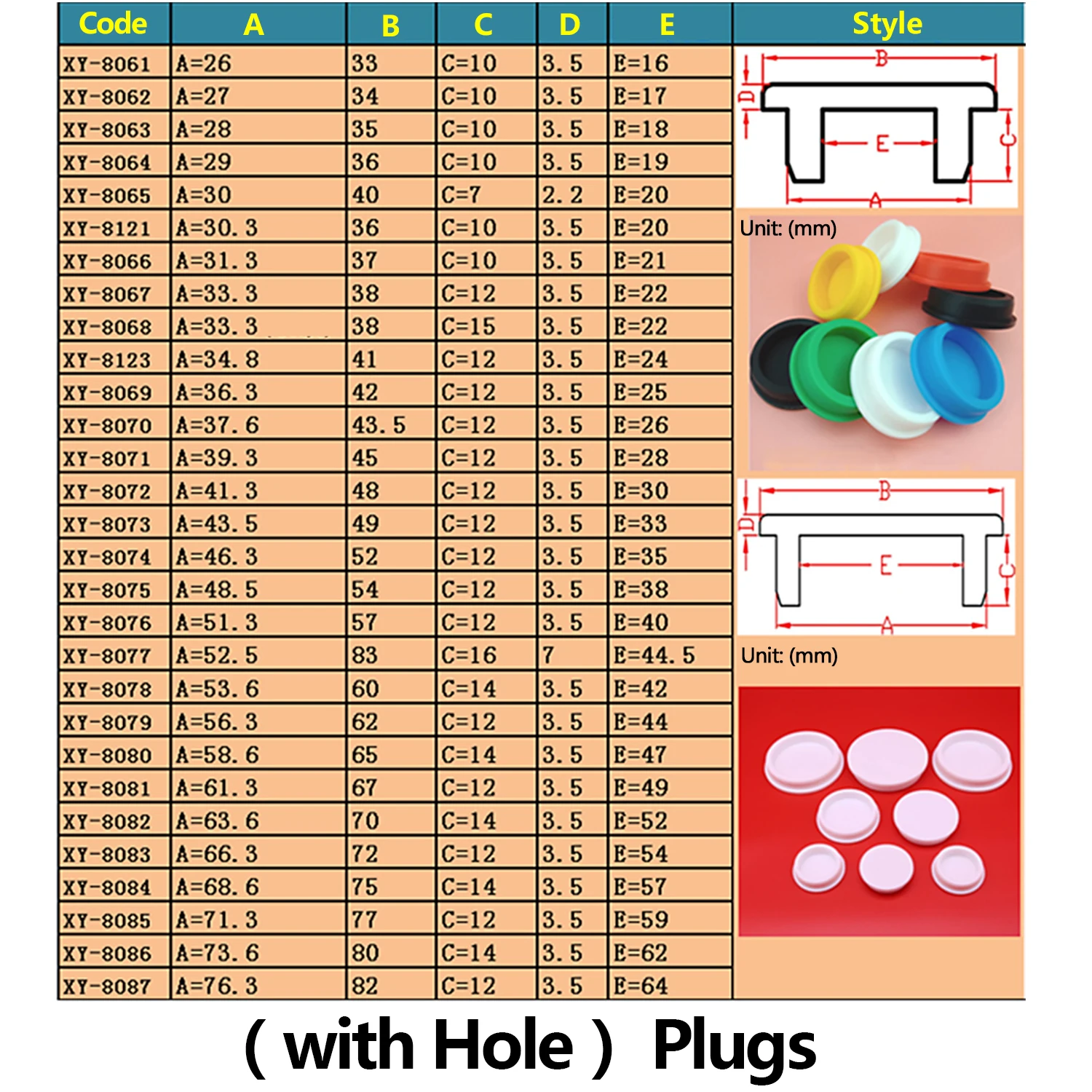 Red 13mm to 48mm Food Grade Silicone Rubber Round Hole Plug Blanking End Cap Tube Pipe Stopper T Inserts Cover Seals Dust-proof