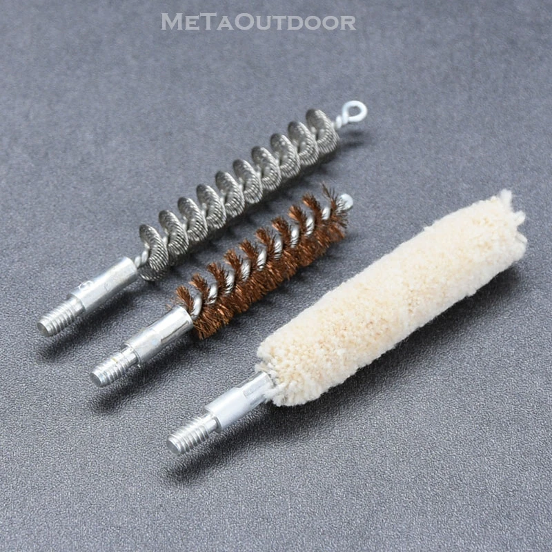 3 Pcs Pistol Cotton Copper Ctainless Steel Cleaning Brush Head KIT For 9mm .357 Caliber 10 Packs