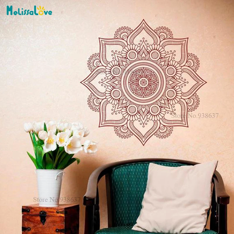 Mandala Wall Art Sticker Stencil Home Decor Headboard Living Room Bedroom Self-adhesive Exquisite Murals Gift B938