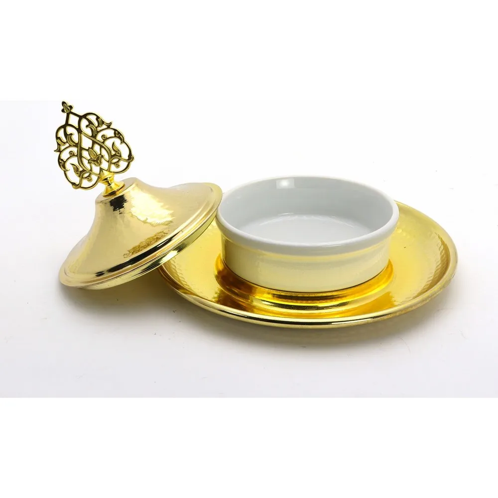 Hac Aşk-I Keyf Gold Date Palm Gold Sugar Bowl Snack Bowl Gold color Stylish Design does not tarnish and does not fade Sugar bow