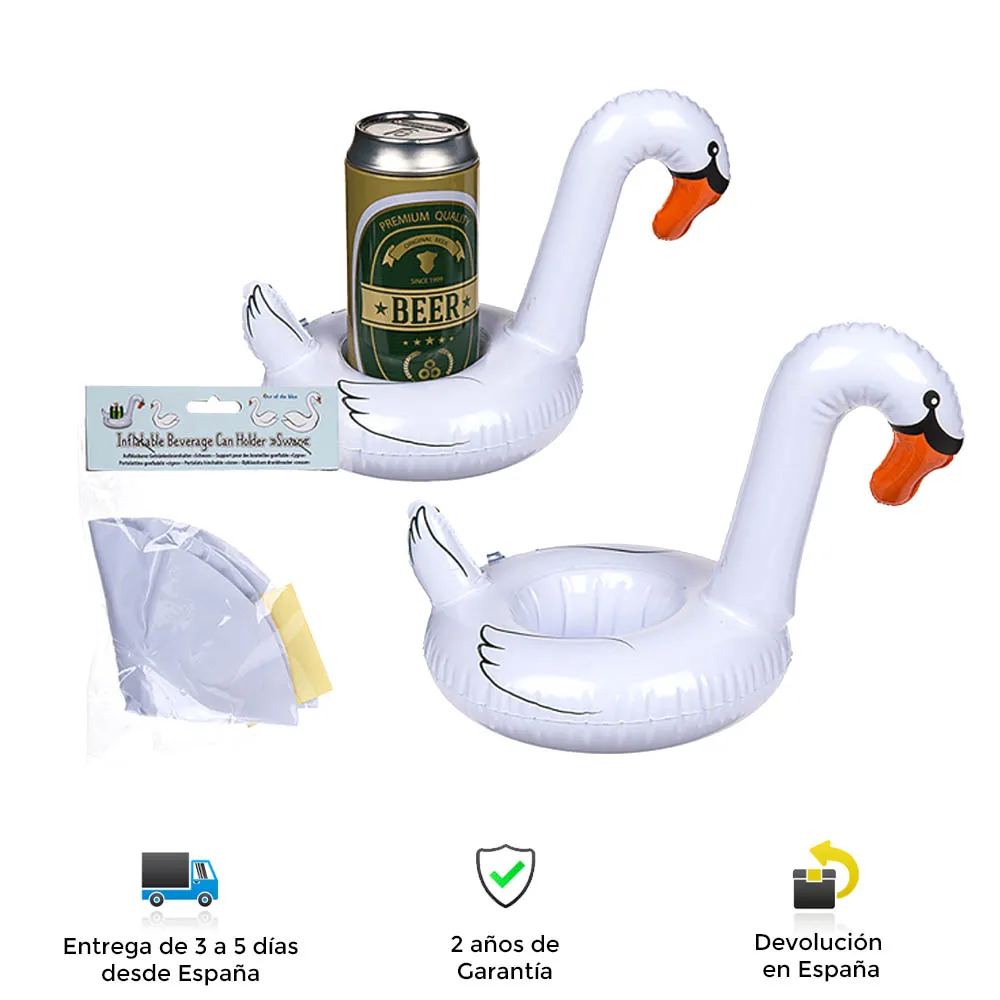 Inflatable Swan can Holder, original, fun, practical, tough, beach, pool, drink, made of plastic, can Holder, float cans, swan float