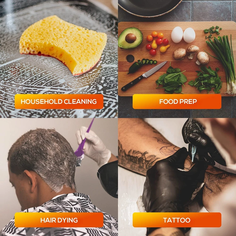 Impermeáveis descartáveis tatuagem luvas, látex de cozinha, produto comestível, limpeza, s, m, tamanho l, 10 pcs, 50 pcs, 100pcs