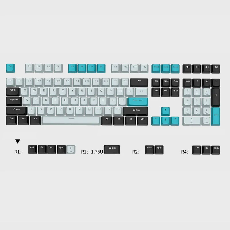 119 Key Caps PBT Double Shot OEM Profile Full Set Colorful Side Printed Keycap for Gaming Mechanical Keyboard Keycaps