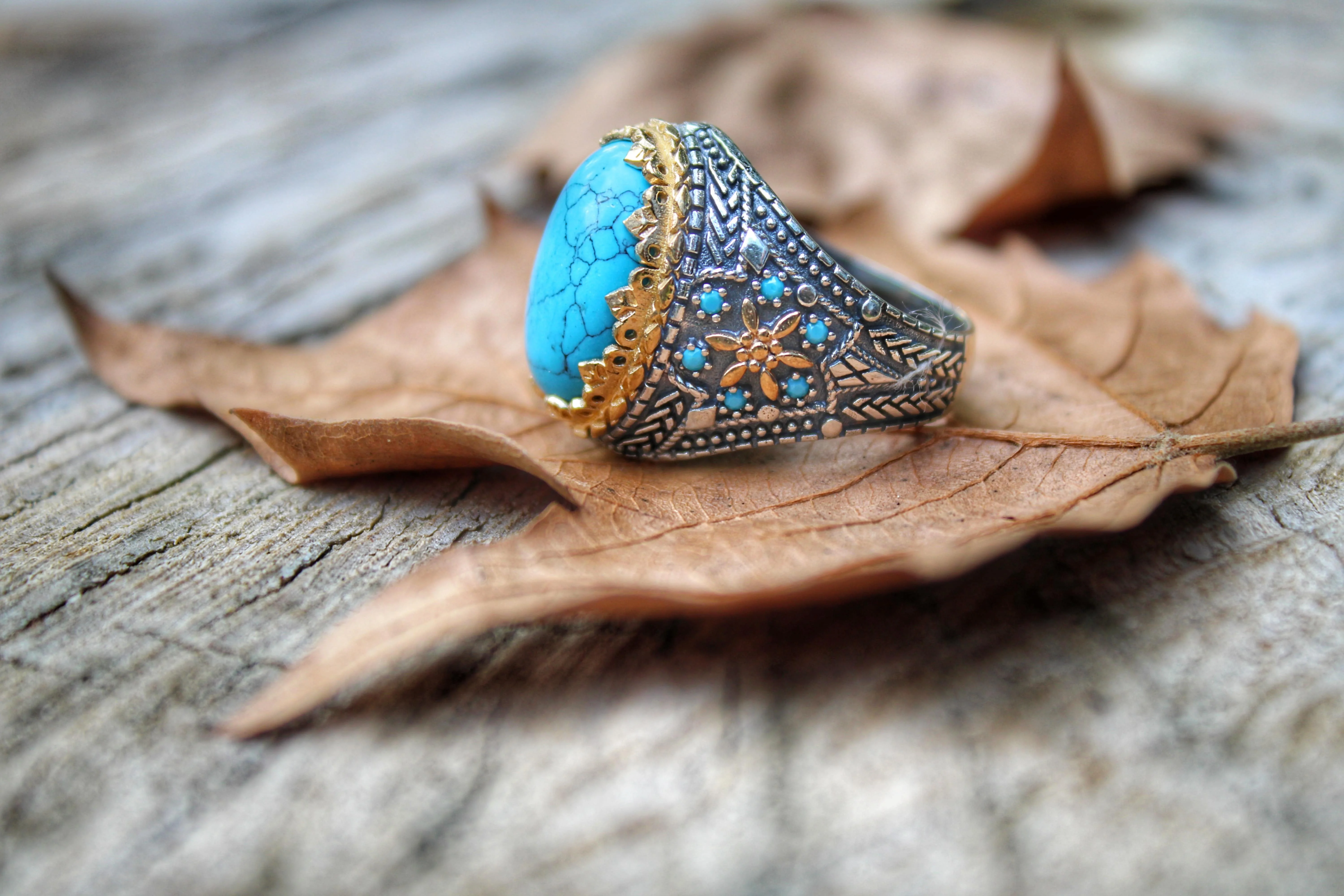 Real Pure 925 Sterling silver ring real turquoise stone hand made made in turkey luxury and trendy model vintage style new model