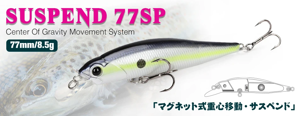 TSURINOYA 3,15 Zoll 80SP Suspend Minnow Sabre 80 mm 10,3 g künstlicher Bass Pike Hard Baits Shiner Shad Angelköder Jerkbait – Detail 1