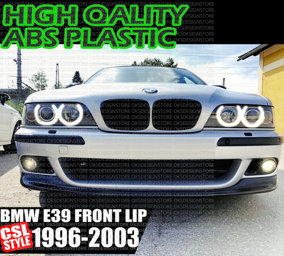 For BMW 5 Series E39 1996-2003 CSL Style Front Bumper Lip Glossy Black Splitter Diffuser Lip Body Kit Spoiler