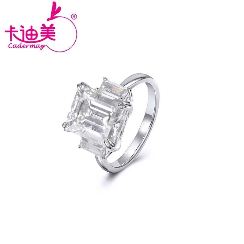 

CADERMAY Original Sterling Silver 925 Rings Emerald Cut 8CT Moissanite Woman Ring Diamond Fine Jewelry Anniversary Wedding Gift