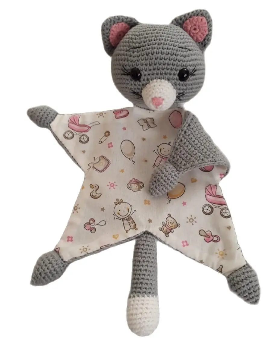 Amigurimi Baby Sleep Friend Cute Cat First Toy Handmade Crochet Mesh Filled With Healthy Fabric