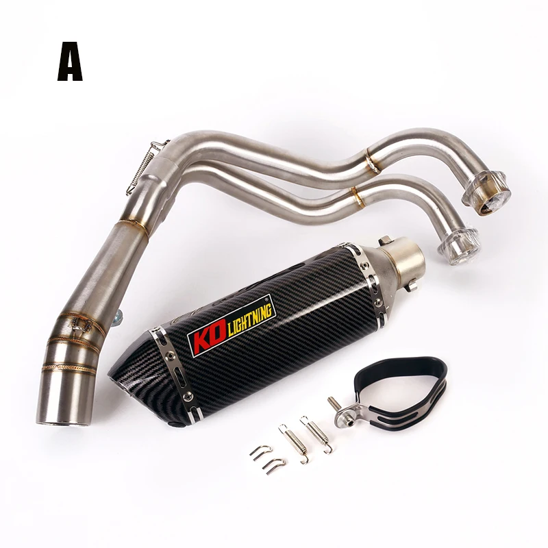 For Yamaha MT07 FZ07 Motorcycle Full Exhaust System Front Header Connect Link Tube Tail Muffler Silencer 370mm Slip On