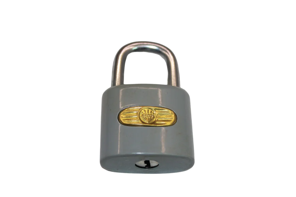 Diamond Brand Vintage Padlock Lock with 2 Keys, Gray, Original Collectible