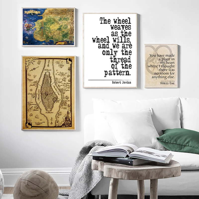 The Wheel of Time Map Poster Prints The Westlands Map Wall Art Canvas Painting The Eye of the World Map Print Home Decoration