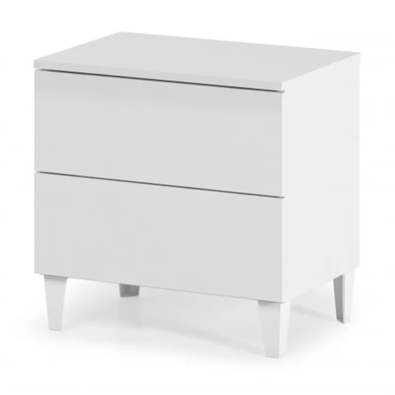 Nordic Style Nightstand, Loft Finished White Gloss, Size 49x50x34 cm Background