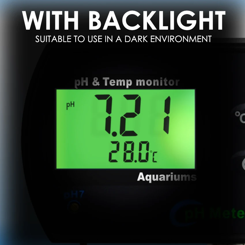 PH and Temperature Monitor 2-in-1 Dual Display with Manual Calibration & Replaceable Electrode for Pool, Aquarium, Spas, Lab