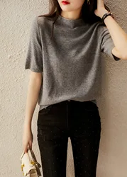 2022 Knitted Women Sweater Pullovers O-Neck Autumn Summer Basic Women Sweaters Slim Fit high quality Top Black Gray