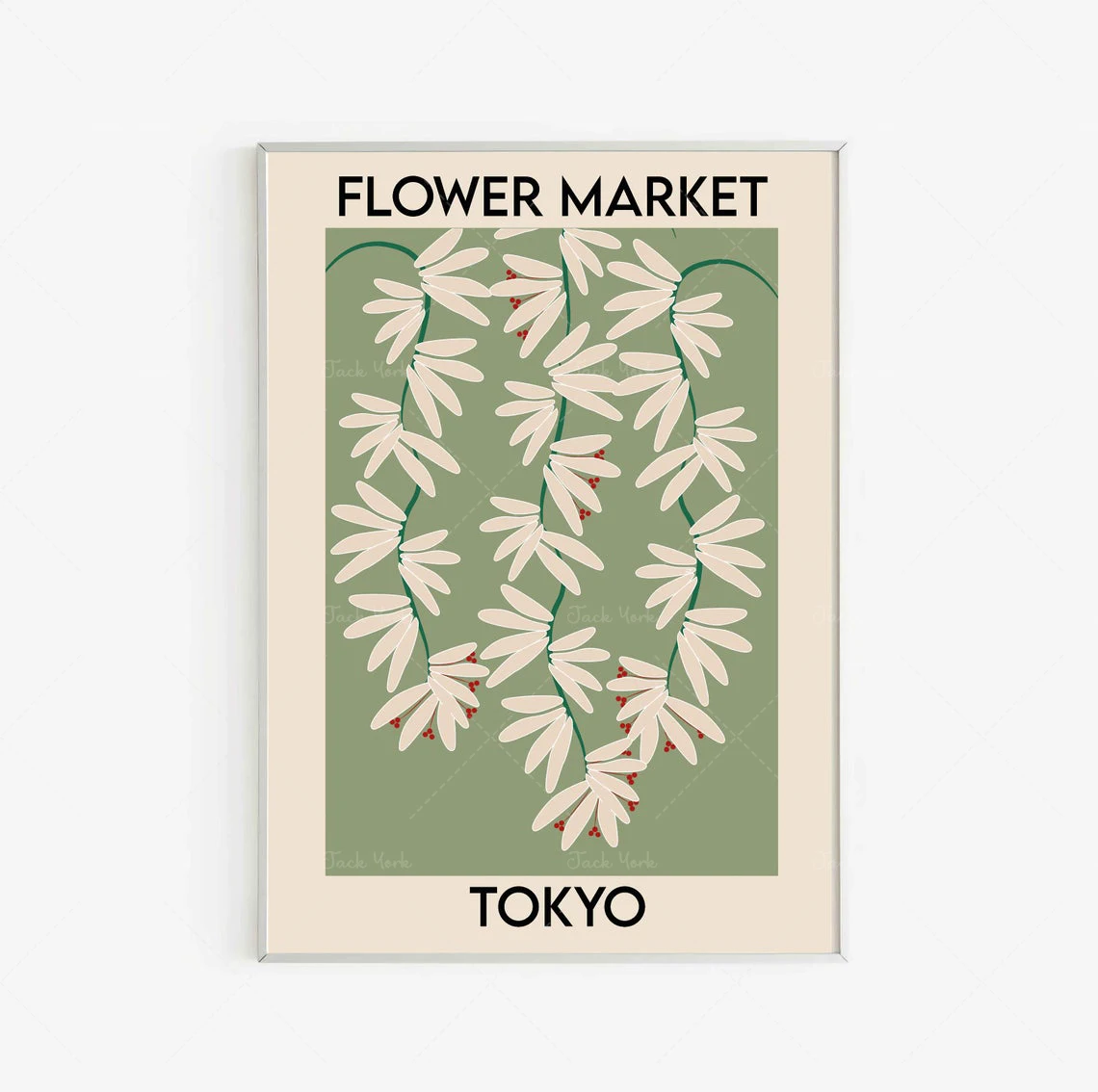 Flower Market Poster, Florist Gift, Tokyo Flower Market Poster, Printable Wall Art, Abstract Art Print, Digital, Instant Downlo