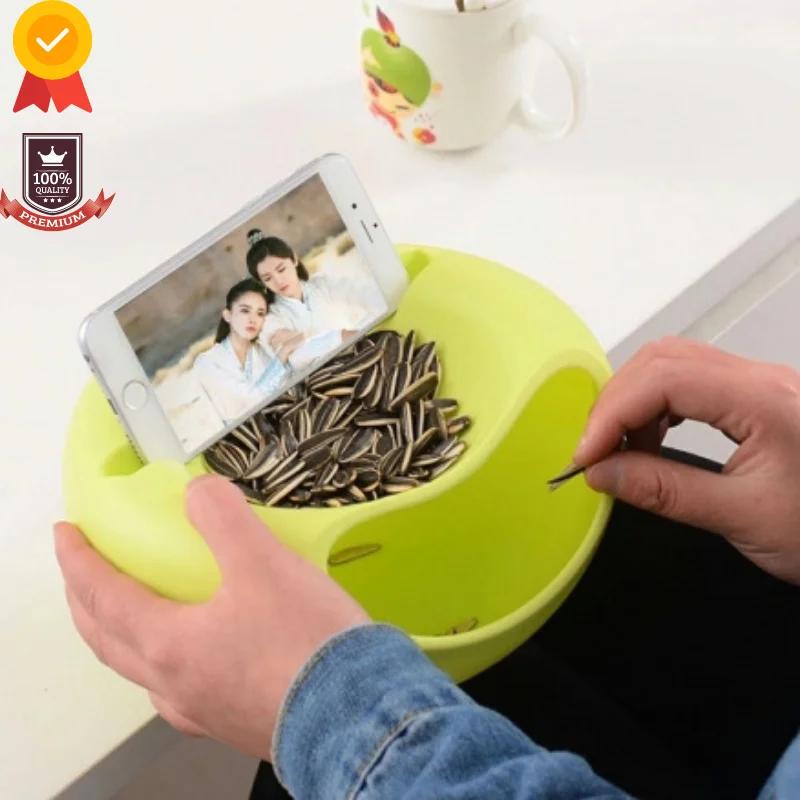 Snack Bowl Plastic Double-Layer Snack Storage Box Bowl home supplies Mobile Phone Chase For home kitchen products Home appliance