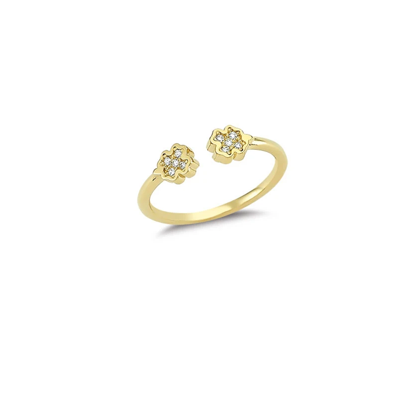 14K Solid Gold Clover Ladies Ring