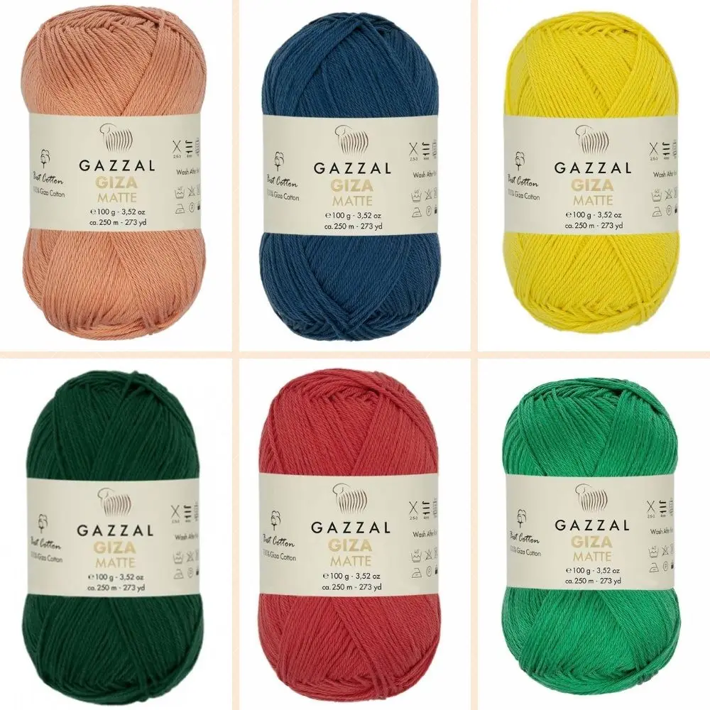 Giza Cotton Knitted Yarn - 32 Color Options - 250 Meters (100gr) - Gazzal Matte - Cardigan - Sweater - Blouse - Vests - Home Textile - Beret -