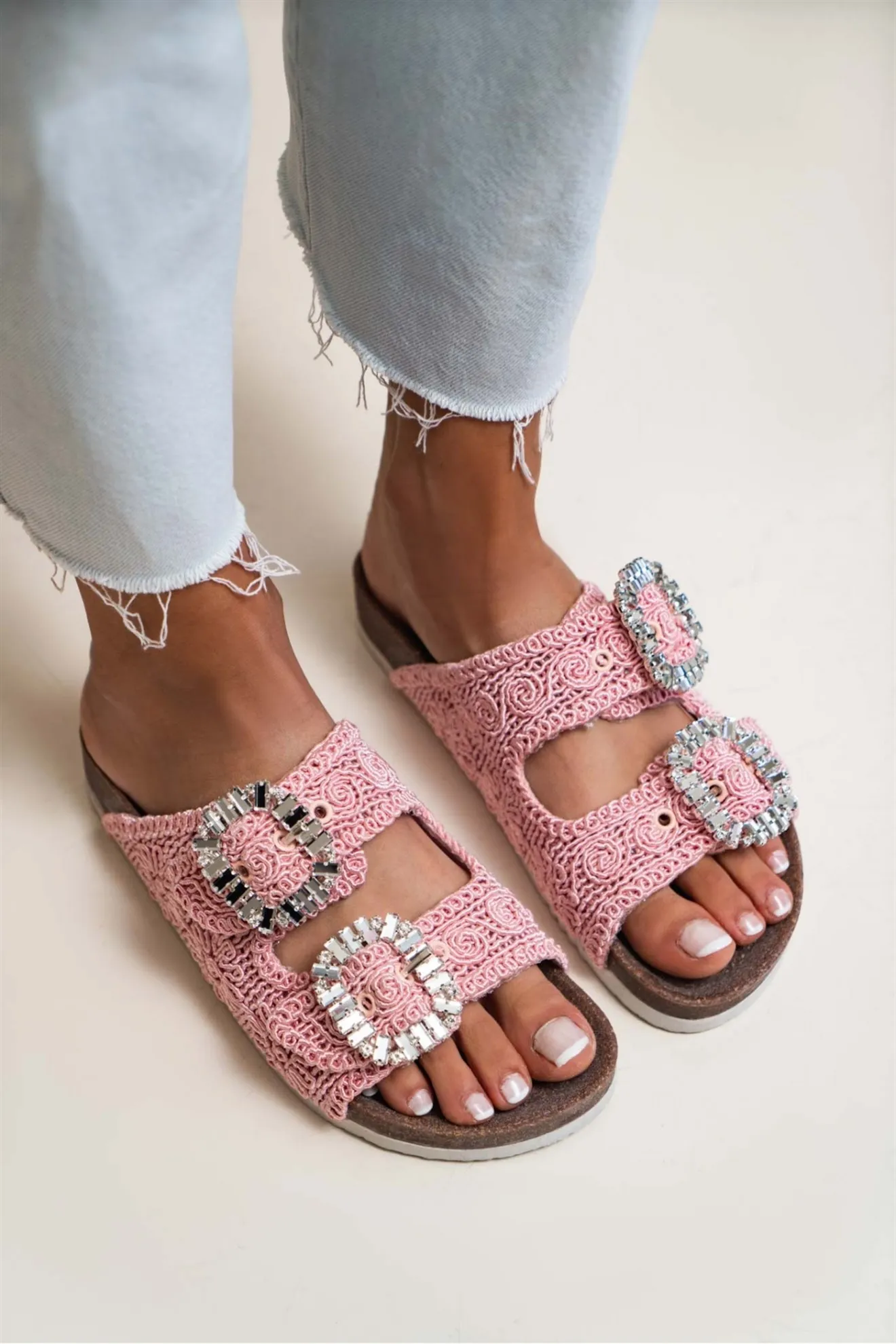 Women\'s Summer Beach Sandals Fashion Bright Bling Cork Slippers Designer Female Flat Home Snug Shoes Women Shoes 2022 New Season