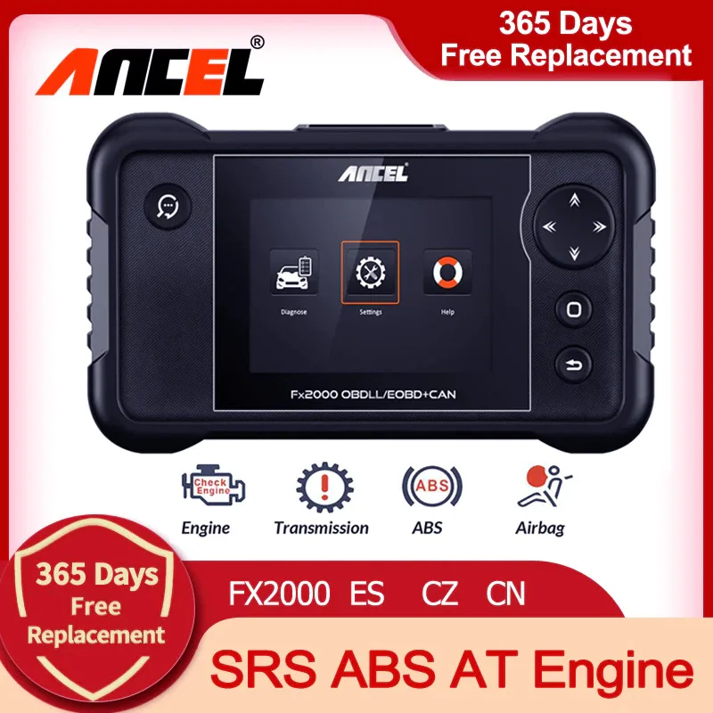 Ancel FX2000 OBD2 Scanner ABS SRS Airbag Transmission Engine OBDII Diagnostic Tool Professional Four System Automotive Scanner