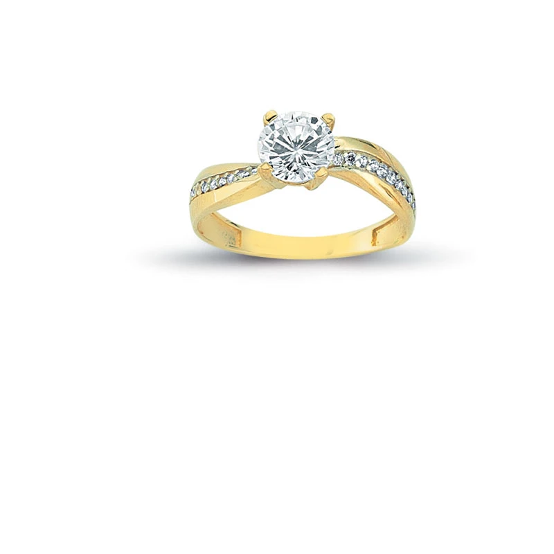 14K Solid Gold Clasy Solitaire Engagement Wedding Ring