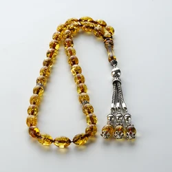 Natural Amber Stone Islamic Rosary 33 Beads 10 mm Tassel Guaranteed  925 Sterling Silver Turkish jewelry.. High-Quality Gift