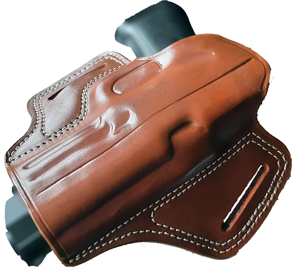 Para Sig Sauer P320 Real Cowskin Handmade Pancake Style OWB Carry Two Slot Fast Draw Gun Holster Pouch