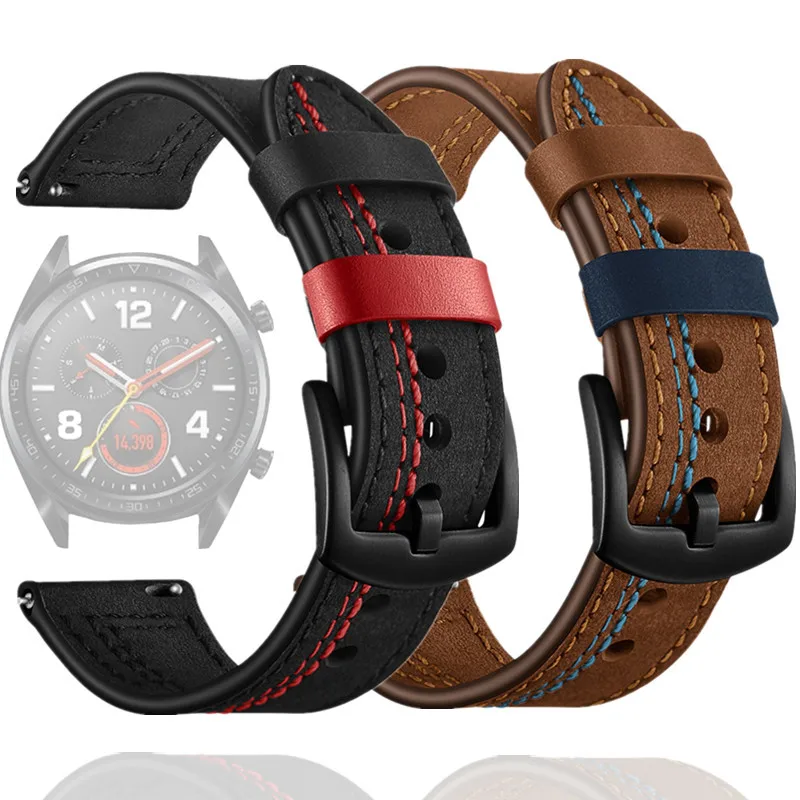 Echtes Lederarmband 22 mm 20 mm für Huawei Watch GT 2 Armband für Samsung Galaxy Watch 46 mm 42 mm für Smartwatch