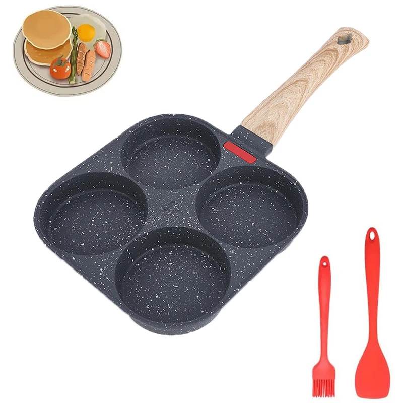 Egg Frying Pan Fried Egg Pan Nonstick 4 Cups Pancake Pan Aluminium Alloy Cooker For Breakfast Suitable For Induction Cooker