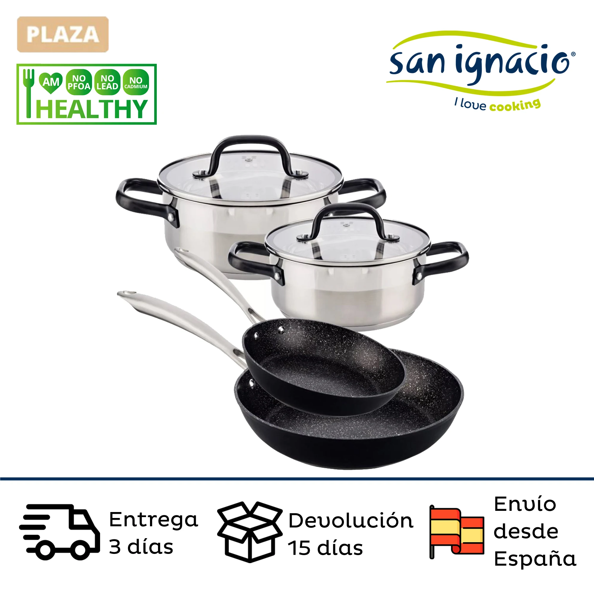 SAN IGNACIO Vita cast iron and stainless steel pans set suitable for even induction