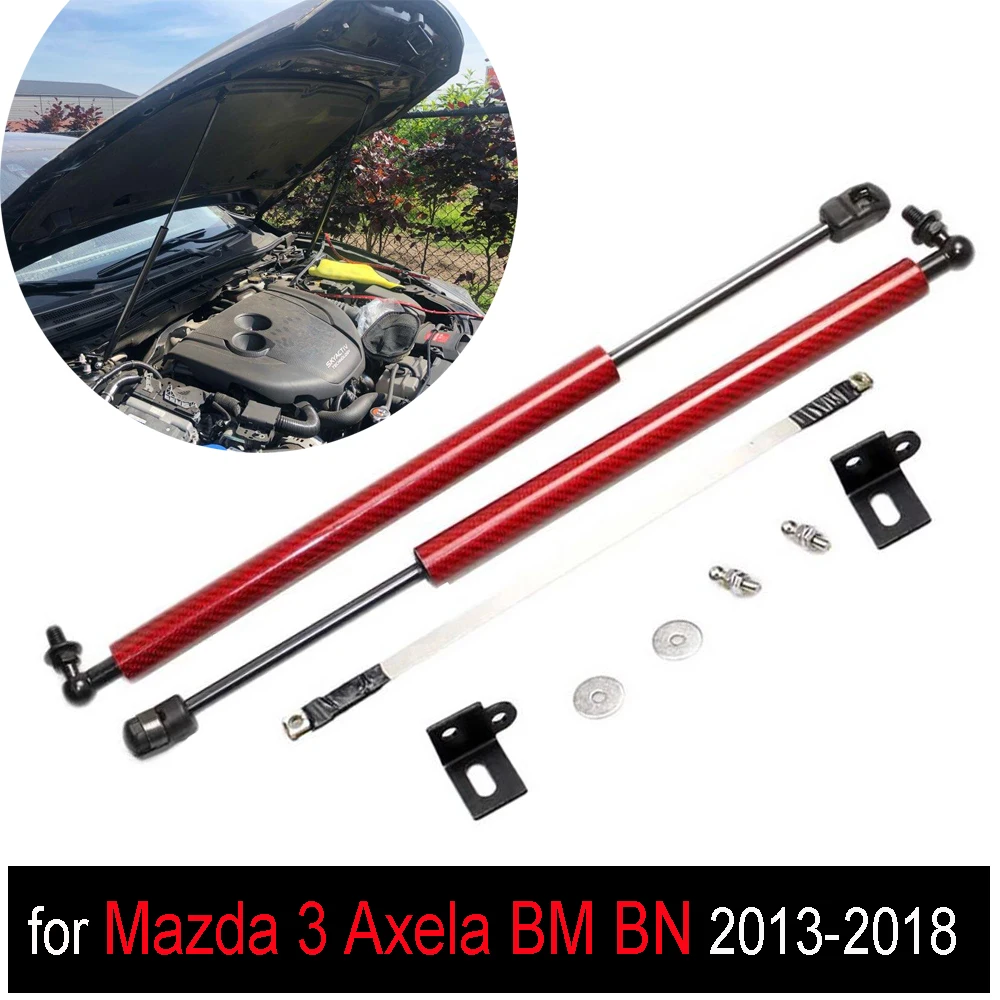 Für Mazda 3 Axela BM BN 2013-2018 2 stücke Auto Front Hood Bonnet Ändern Gas Streben Lift Unterstützung schock carbon faser Dämpfer Absorber