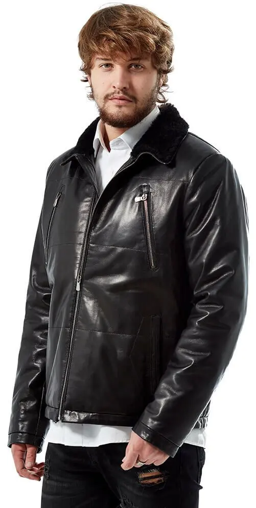 Lanza nero maschio pelle cappotti Orjinal pelle di agnello autunno inverno 2022 Biker Slim Large Size VintageTürkiye