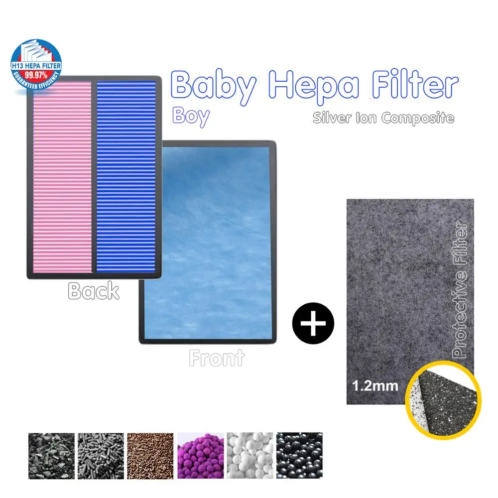 400*218*38mm boneco p340 purificador de ar para a341compatível multifuncional combinado bebê filtro e prata íon proteção