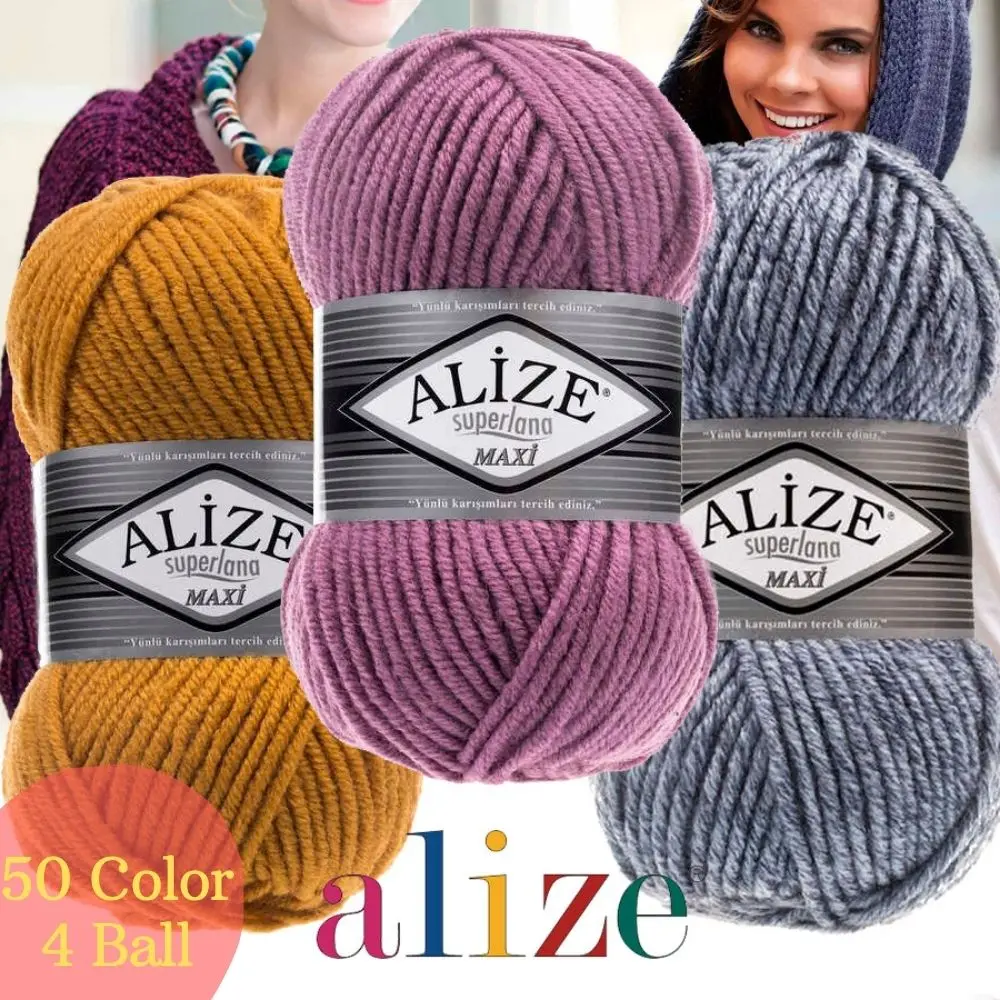 

Wool Knitted Thick 4 Ball Yarn 100 Meters(100 gr) -56 Color-Hand Knitting Yarn Ball Scarf-Alize Superlana Maxi-Blanket - Winter - Warm - Baby - Scarfs - Cardigan - Beret - Dress - DIY Made In Turkey