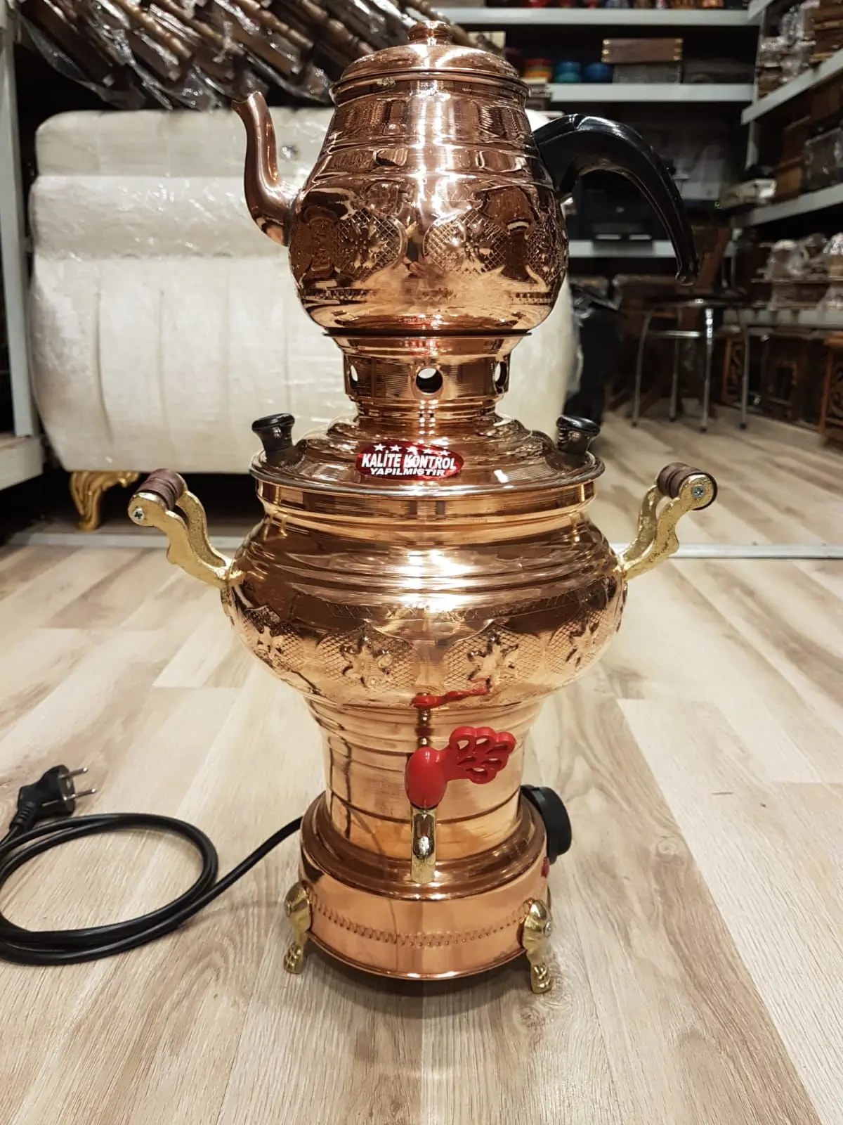 

WONDERFULLL Copper samovar - handmade real copper samovar with electric thermostat 3,5 lt with a custom