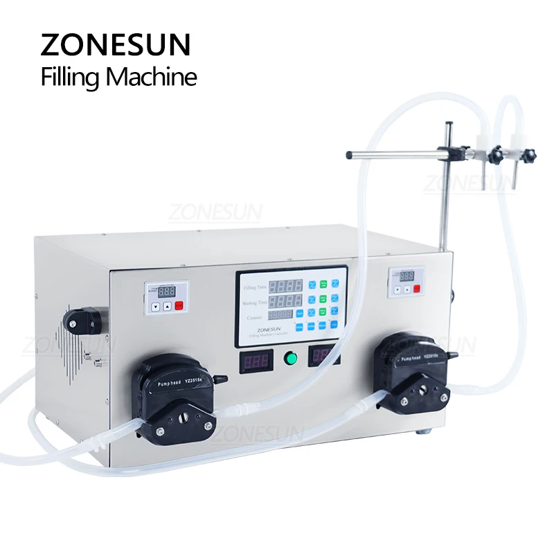 ZONESUN ZS-YTPP2 Liquid Filling Machine Double Heads Peristaltic Pump Bottle Water Juice Beverage Packaging Production Line