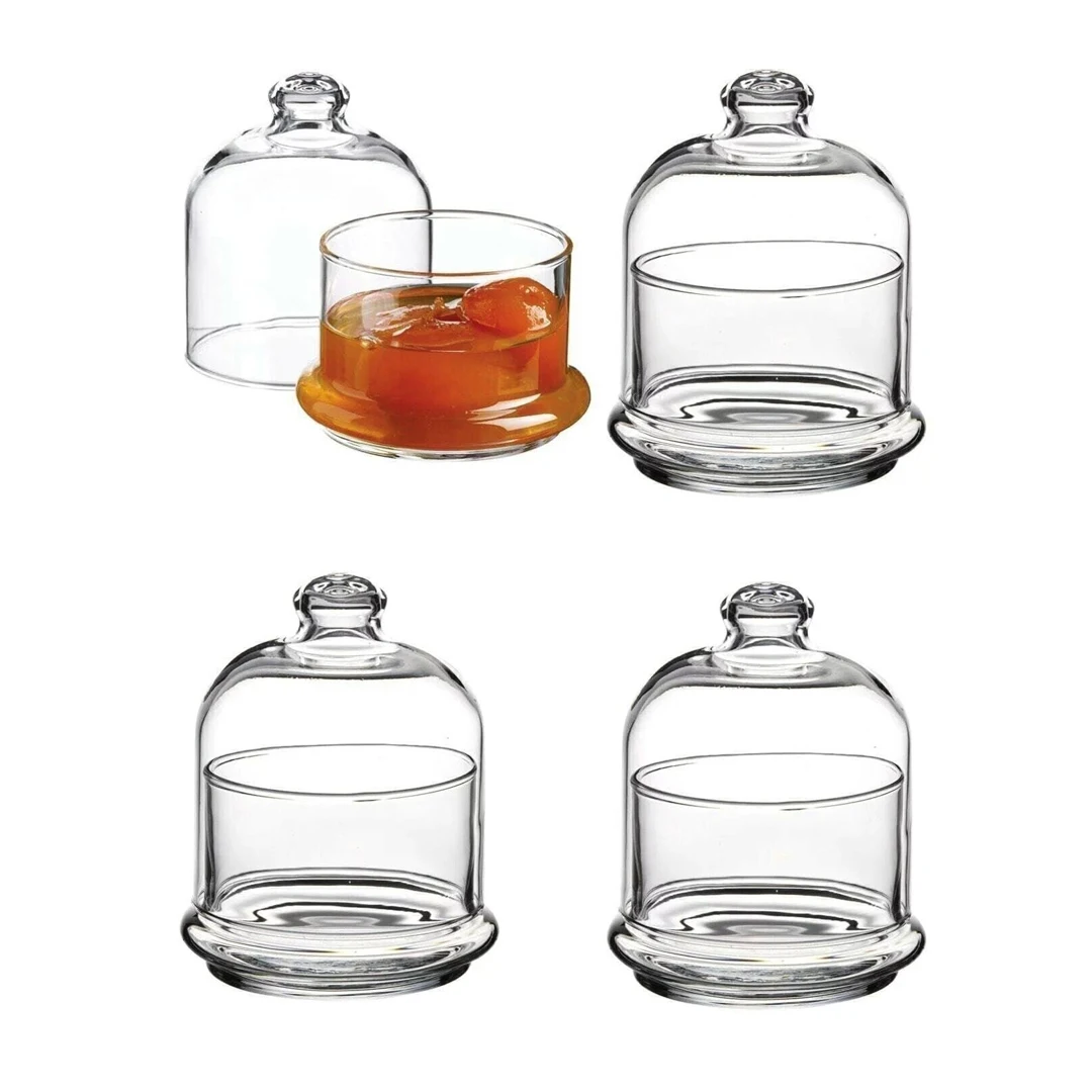 

4 Pieces Glass Covered Bowl Sugar Coffee Kitchen Storage Container Jam Breakfast Accessory Turkey Paşabahçe