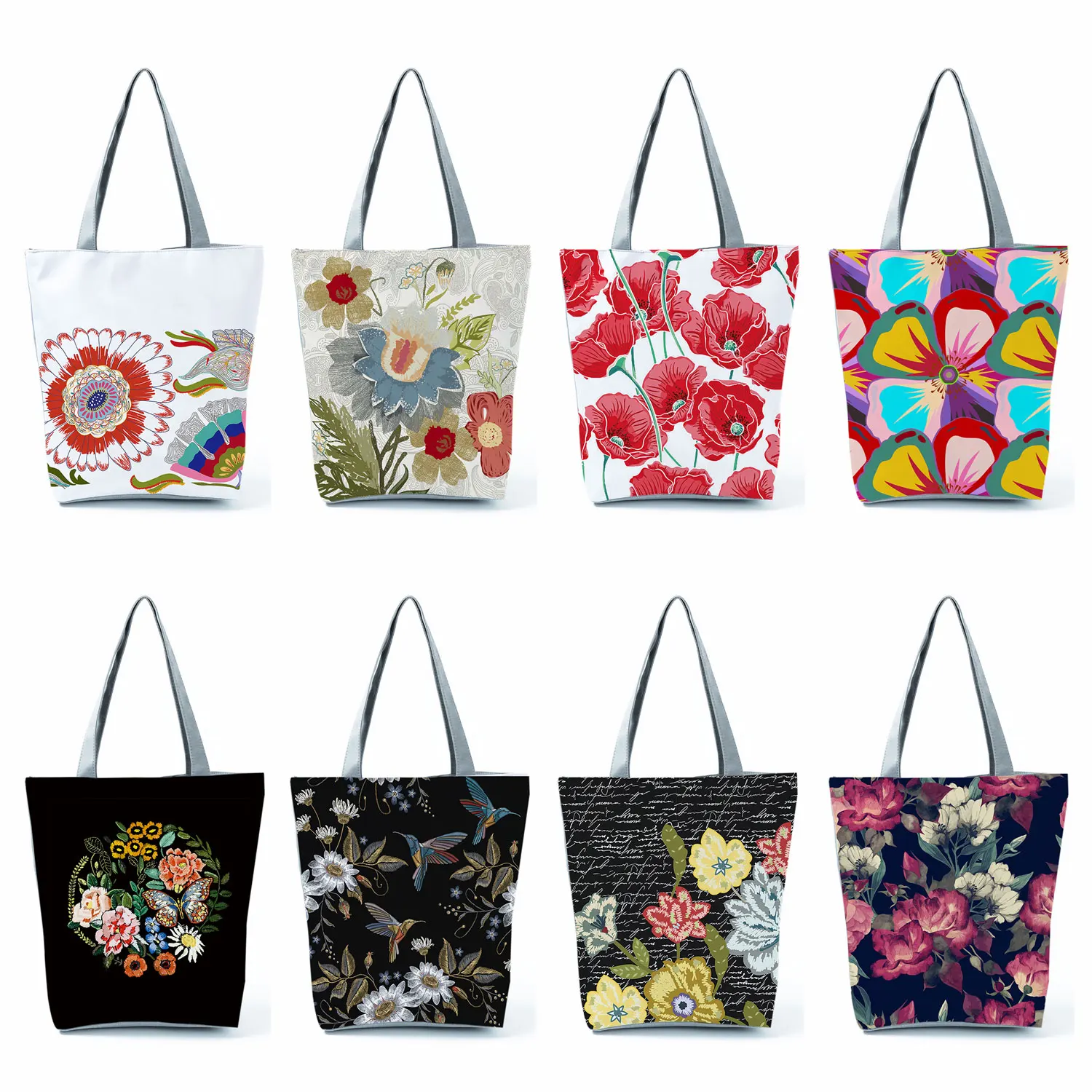 Bright Colors Fresh Floral Printed Tote Bag For Women Personalized Female Shopping Bags 2021 Hot Sale Fashion Chic Eco Handbag