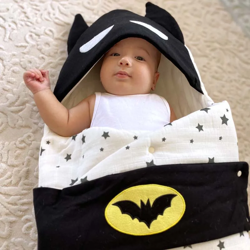 For Baby Boys Swaddle Bat Pattern Newborn Baby Toddler Cotton Soft Daily Baby Stroller Bed Male Babies Of SIDS Blanket Clothes