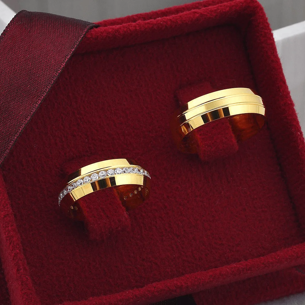 SILVERFONI 925 Sterling Real Silver Wedding Rings Set For Men And Women Jewelry Hand Made Anniversary Gift New Season Gold Plate