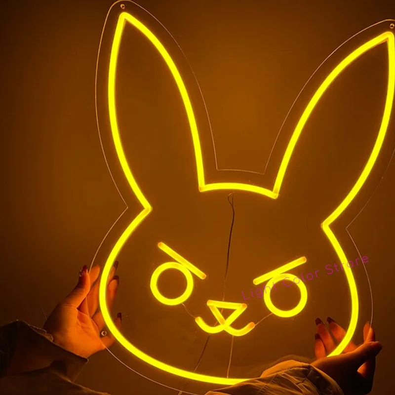 

Led Aesthetic Cute DVA Bunny Neon Flex Light Sign For Home Room Wall Decor Kawaii Anime Bedroom Decoration Mural Outdoor