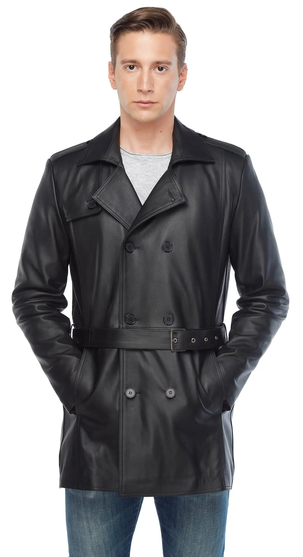 Vera pelle nero maschio Trench Orjinal pelle di agnello autunno inverno 2022 Biker Slim Large Size VintageTürkiye