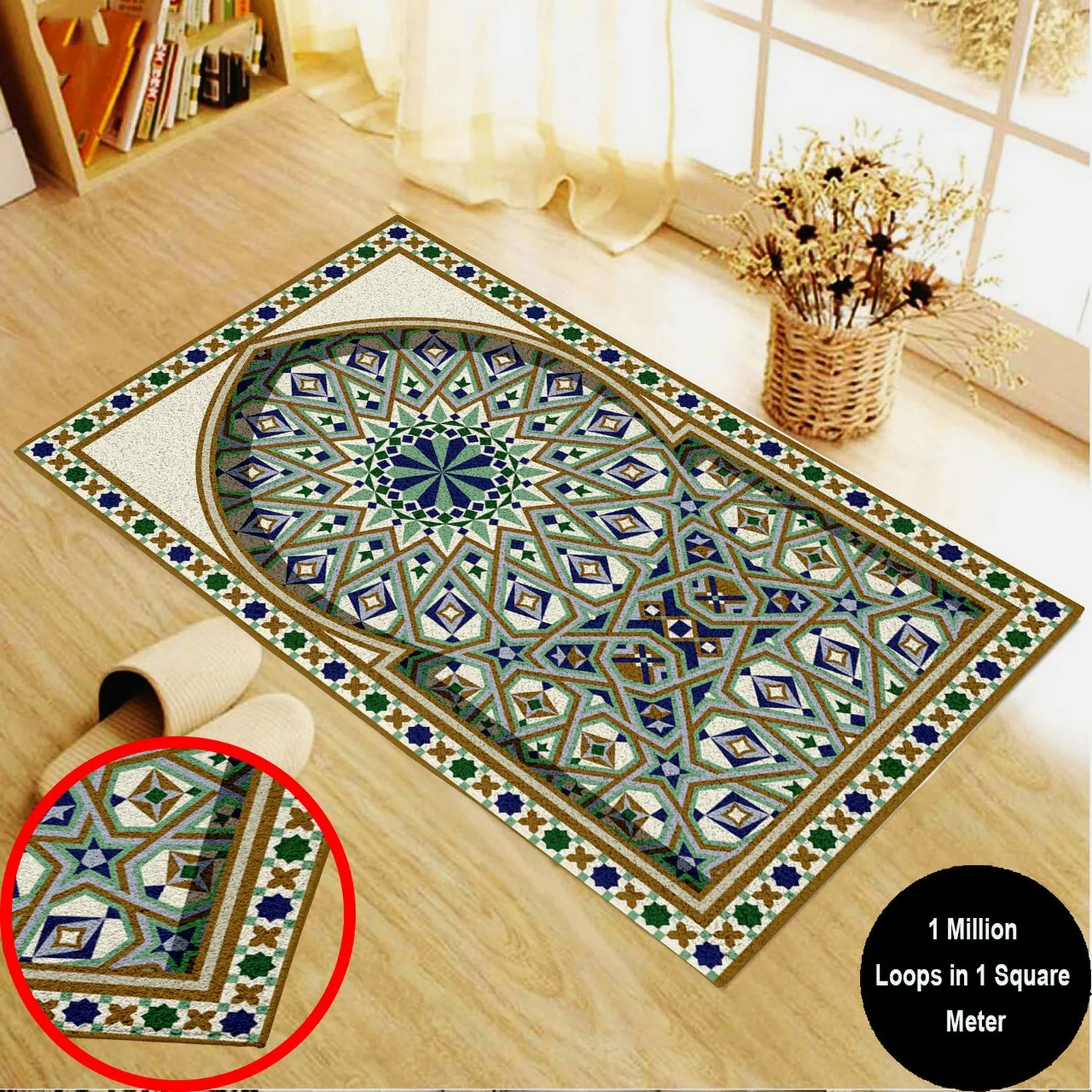 Thick Prayer Rug, 1 Million Loop Woven Carpet,Luxury Carpet,Velvet Rug, Soft Rug, prayer Rug, Veronya Woven Prayer Rug 72,