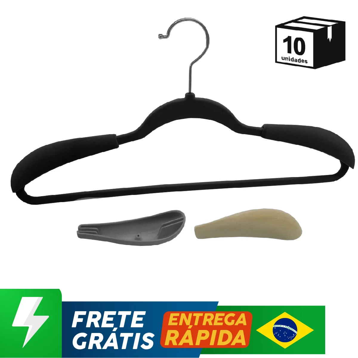 Kit 10 Unidades De Ombreira de Veludo Para Cabides