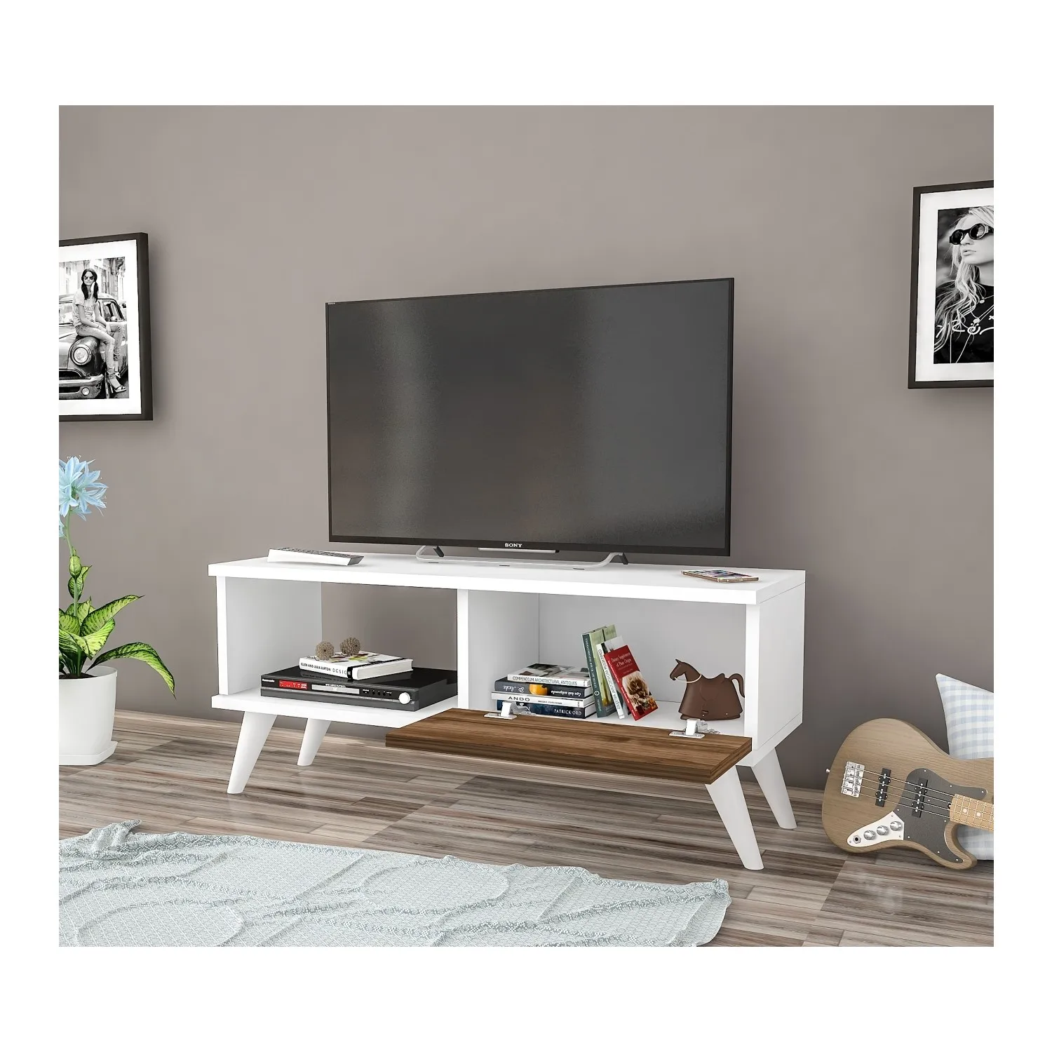 Modenr Tvunit เฟอร์นิเจอร์ห้องนั่งเล่นเฟอร์นิเจอร์ Tvunit โมเดิร์นชั้นวางของโลหะสีขาวขา UBBU บ้านล่าสุด1ผลิตภัณฑ์พิเศษราคา.