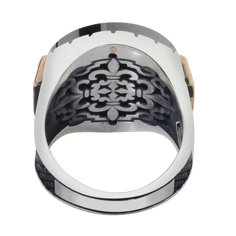 The Spirit of Time 925 Sterling Silver Men's Ring Black Onyx Stone Fashion Turkish Premium Quality Handmade Jawelery